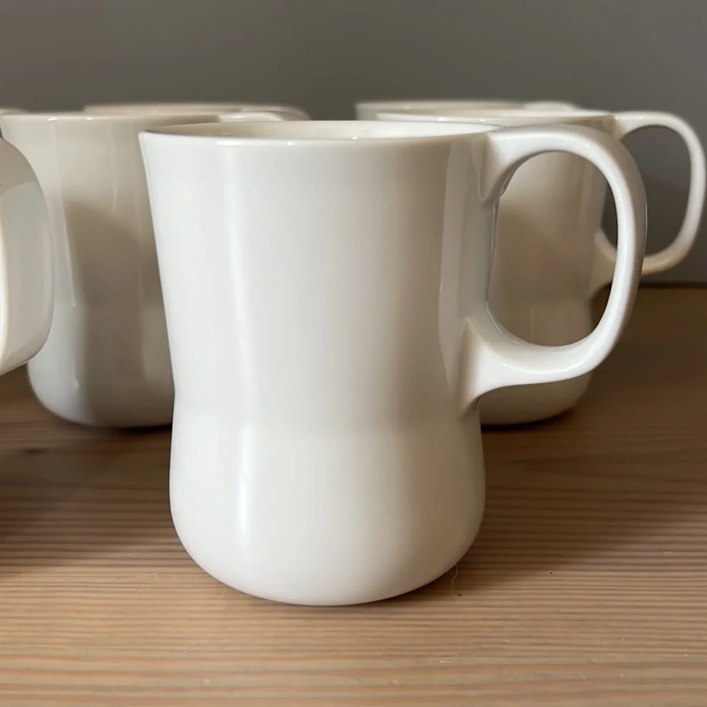 NWT Crate & Barrel Sagaform Set of 8 White Ceramic Mugs